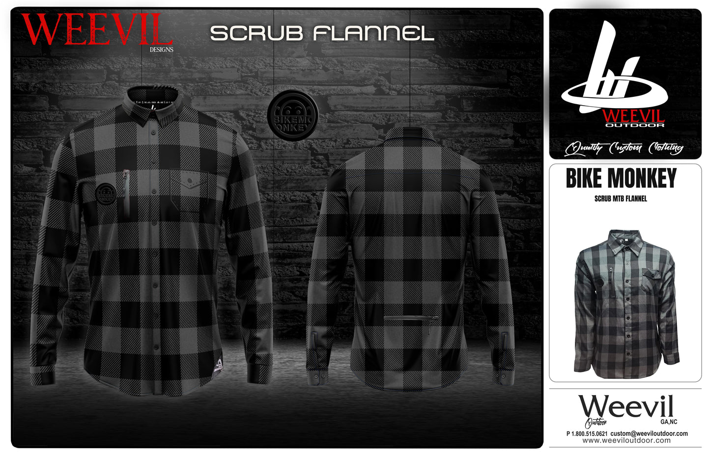 **Limited Edition** Bike Monkey Flannel - Grey and Black